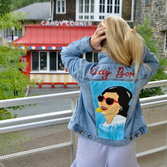 Jackets & Blazers - Hand Painted Lady Boss Jean Jacket